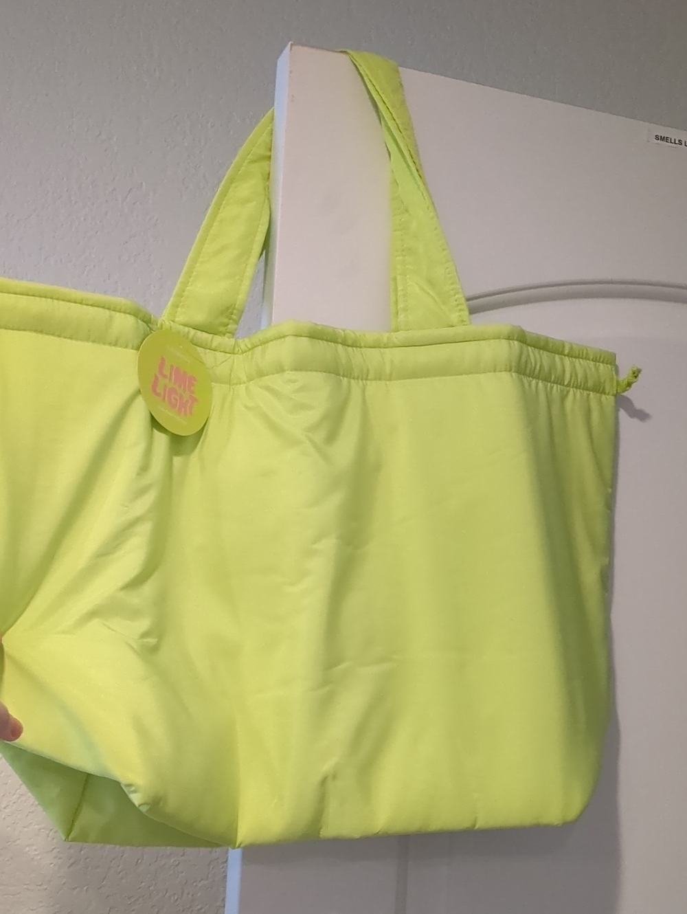NWT Ulta Beauty Lime Light Neon Lime Side-Cinch Tote Bag